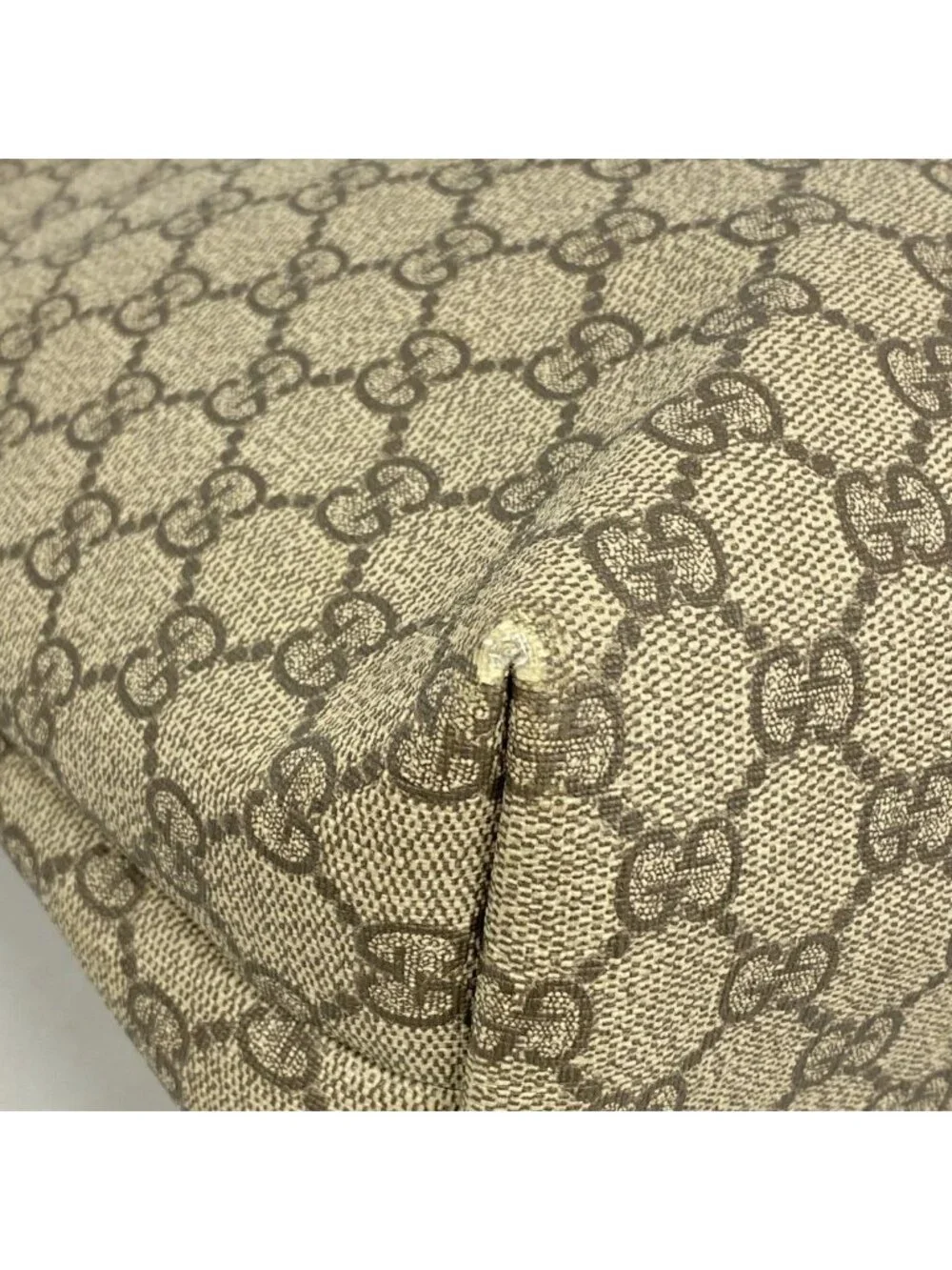 Gucci Tote GG Supreme Beige Brown Champagne Gold